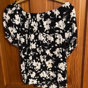 GAP Black & White Floral Off-Shoulder Top XS